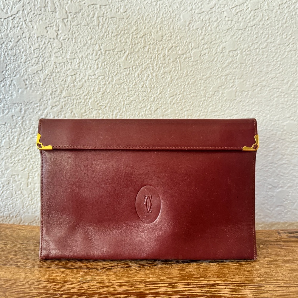 Cartier - Burgandy Must De Cartier Pouch Clutch